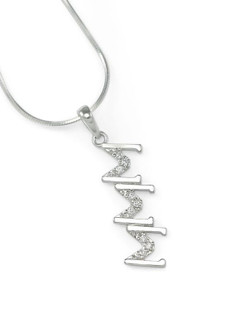 TCS Sigma Sigma Sigma Sterling Silver Diagonal Lavaliere set with Lab-Created Diamonds 