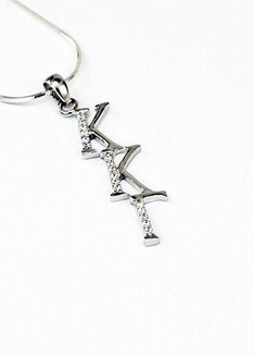 TCS Sterling Silver Diagonal Lavaliere set with Lab-Created Diamonds 