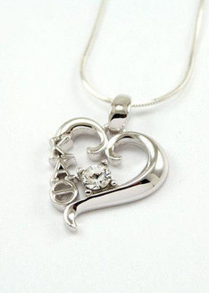 TCS Sterling silver heart pendant with Swarovski clear crystal 
