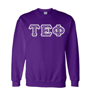 Tau Epsilon Phi Fraternity Crest - Shield Twill Letter Crewneck Sweatshirt