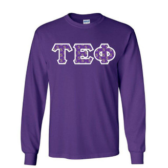  Tau Epsilon Phi Fraternity Crest - Shield Twill Letter Longsleeve Tee 