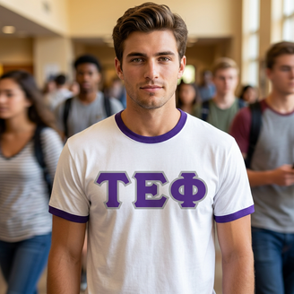 DISCOUNT- Tau Epsilon Phi Lettered Ringer Shirt