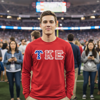 DISCOUNT-Tau Kappa Epsilon Greek Letter American Flag long sleeve tee