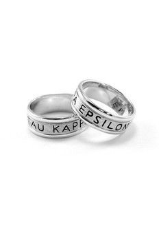 Tau Kappa Epsilon Sterling Silver Ring with Enamel-filled TKE