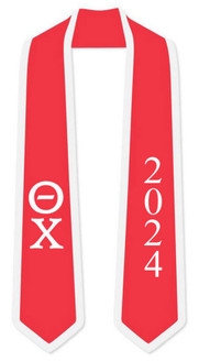 DISCOUNT-Theta Chi Greek 2 Tone Lettered Graduation Sash Stole w/ Year