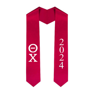 Theta Chi Greek Lettered Graduation Sash Stole With Year - Best Value