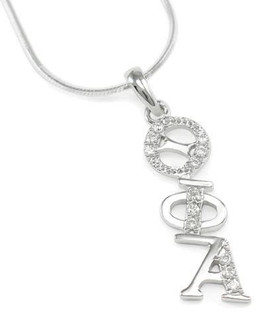 TCS Theta Phi Alpha Diagonal Lavaliere with simulated diamonds 