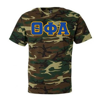 DISCOUNT-Theta Phi Alpha Lettered Camouflage T-Shirt