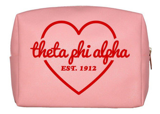Sorority Shop Theta Phi Alpha Pink with Red Heart Makeup Bag 