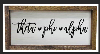 Sorority Shop Theta Phi Alpha Script Wooden Signs 