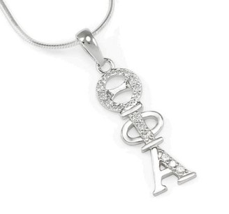 Theta Phi Alpha Sterling Silver Lavaliere set with Lab-Created Diamonds