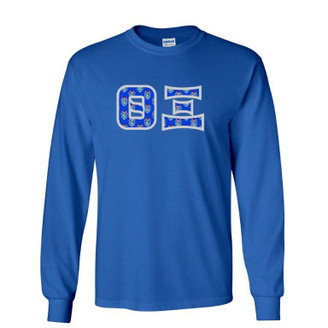  Theta Xi Fraternity Crest - Shield Twill Letter Longsleeve Tee 