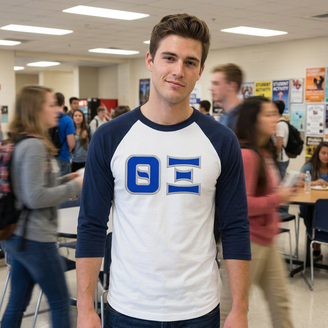 DISCOUNT- Theta Xi Lettered Raglan Shirt
