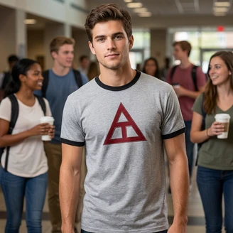 DISCOUNT- Triangle Fraternity Lettered Ringer Shirt