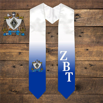 Zeta Beta Tau Extra Fancy Diagonal Greek Graduation Stole W Crest