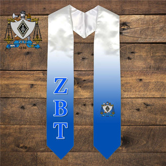 Zeta Beta Tau Extra Fancy Simple Greek Graduation Stole W Crest