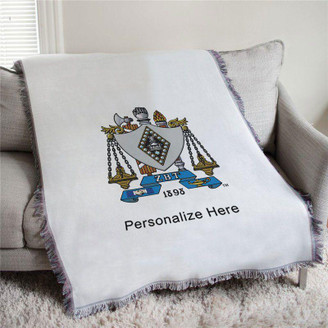  Zeta Beta Tau Full Color Crest Afghan Blanket Throw 