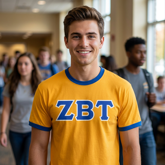 DISCOUNT- Zeta Beta Tau Lettered Ringer Shirt