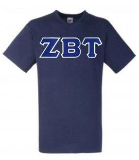 DISCOUNT- Zeta Beta Tau Lettered V-Neck T-Shirt