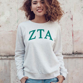  Zeta Tau Alpha Arched Greek Lettered Crewneck Sweatshirt 