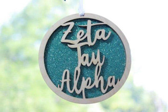 Sorority Shop Zeta Tau Alpha Laser Carved Script Ornament - 3" Round 