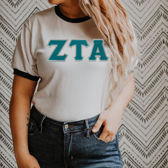 DISCOUNT-Zeta Tau Alpha Lettered Ringer Shirt