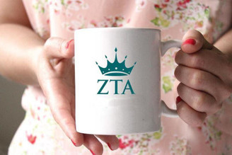  Zeta Tau Alpha White Mascot Coffee Mug - Personalized! 
