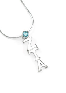 Zeta Tau Alpha Sterling Silver Lavaliere with Swarovski Turquoise Crystal