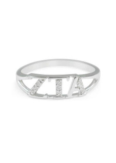 TCS Zeta Tau Alpha Sterling Silver Ring set with Lab-created Diamonds 