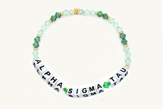 Alpha Sigma Tau Glass Name Bead Bracelet