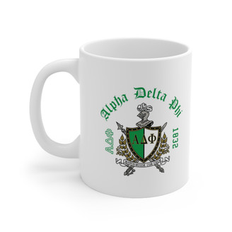 Alpha Delta Phi Crest & Year Ceramic Coffee Cup, 11oz