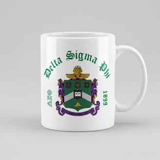 Delta Sigma Phi Crest & Year Ceramic Coffee Cup, 11oz