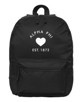  Alpha Phi Heart Text Backpack 