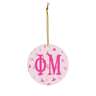 Phi Mu Holiday Cheer Ceramic Ornament, 2 Shapes To Choose From