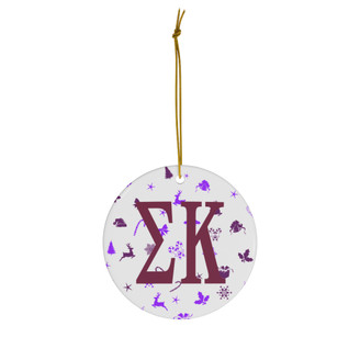 Sigma Kappa Holiday Cheer Ceramic Ornament, 2 Shapes To Choose From