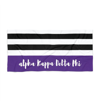 Printify Alpha Kappa Delta Phi Stripes Beach Towel 