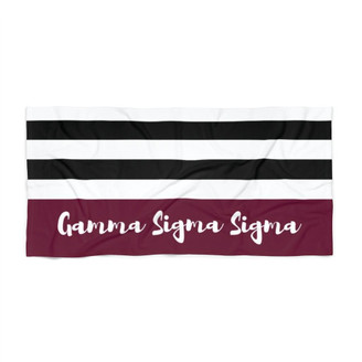 Printify Gamma Sigma Sigma Stripes Beach Towel 