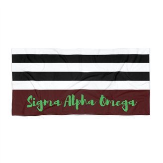 Printify Sigma Alpha Omega Stripes Beach Towel 