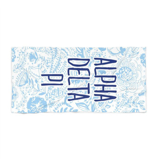 Printify Alpha Delta Pi Floral Beach Towel 
