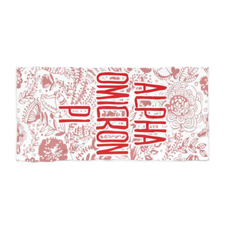 Printify Alpha Omicron Pi Floral Beach Towel 