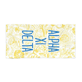 Printify Alpha Xi Delta Floral Beach Towel 
