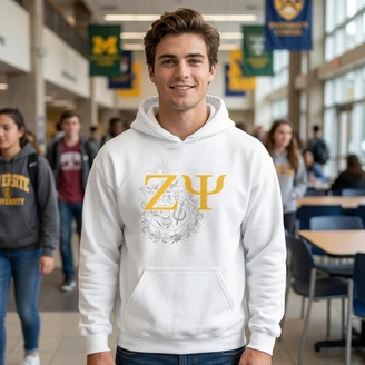 Zeta Psi Crest World Famous Hooded Sweatshirt