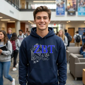 Zeta Beta Tau Crest World Famous Hooded Sweatshirt