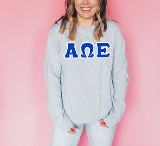 DISCOUNT Alpha Omega Epsilon Lettered Long Sleeve Tee