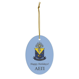 Printify Alpha Epsilon Pi Holiday Crest Oval Ornaments 