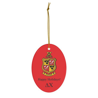 Printify Delta Chi Holiday Crest Oval Ornaments 