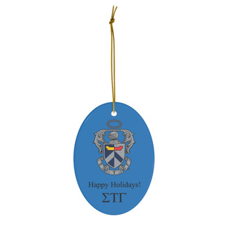 Sigma Tau Gamma Holiday Crest Oval Ornaments