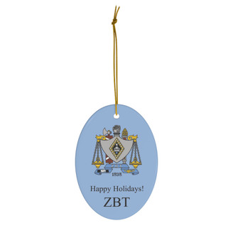 Zeta Beta Tau Holiday Crest Oval Ornaments