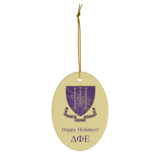 Delta Phi Epsilon Holiday Crest Oval Ornaments