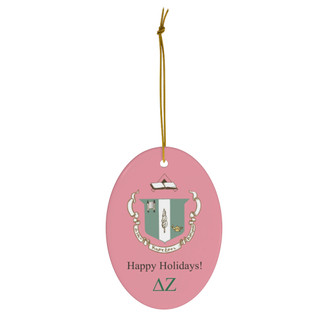 Delta Zeta Holiday Crest Oval Ornaments